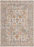 Herstmonceux traditional area rug featuring an intricate floral damask pattern in multicolor medium pile