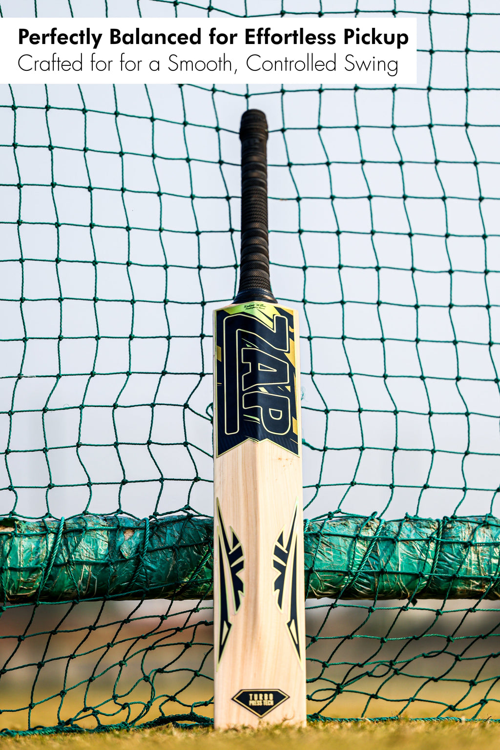 ZAP Alpha V2 premium Kashmir willow cricket bat with a sleek pro grade finish and flat toe — view 4