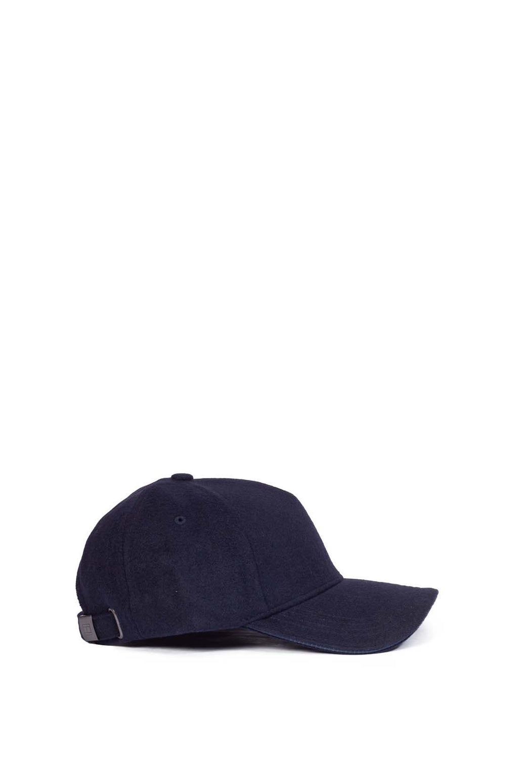 Navy blue men's baseball cap with curved visor and front signature flag logo plaquette — view 9