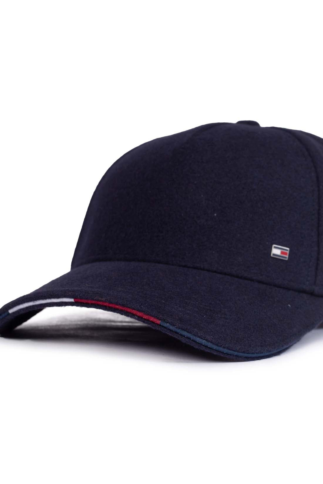 Navy blue men's baseball cap with curved visor and front signature flag logo plaquette — view 8