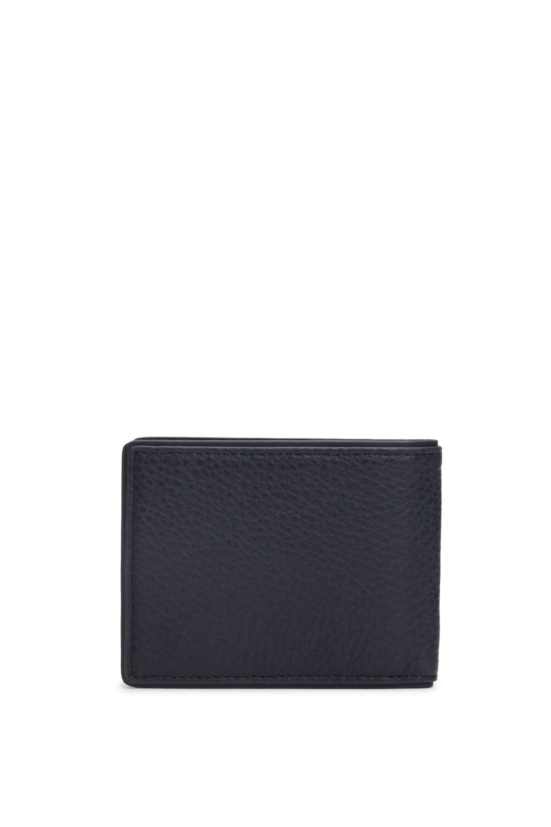 Navy blue hammered leather men's bifold wallet with iconic Tommy Hilfiger stitching and embossed logo — view 11