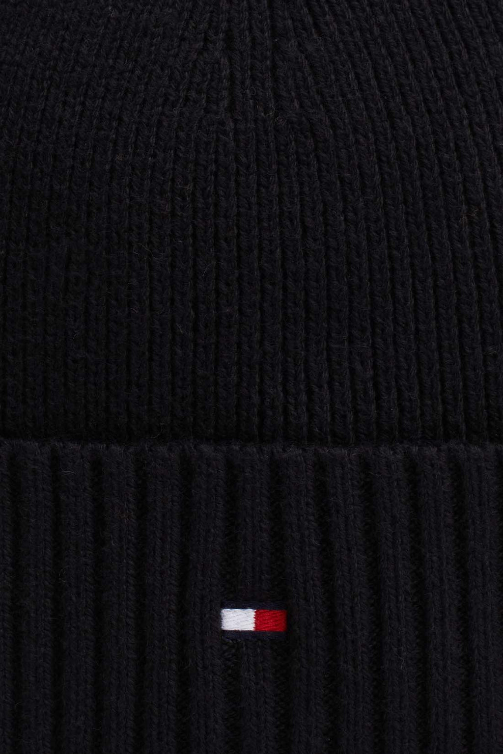 Dark grey men's beanie hat made of cotton and cashmere blend with embroidered Tommy Hilfiger logo — view 5