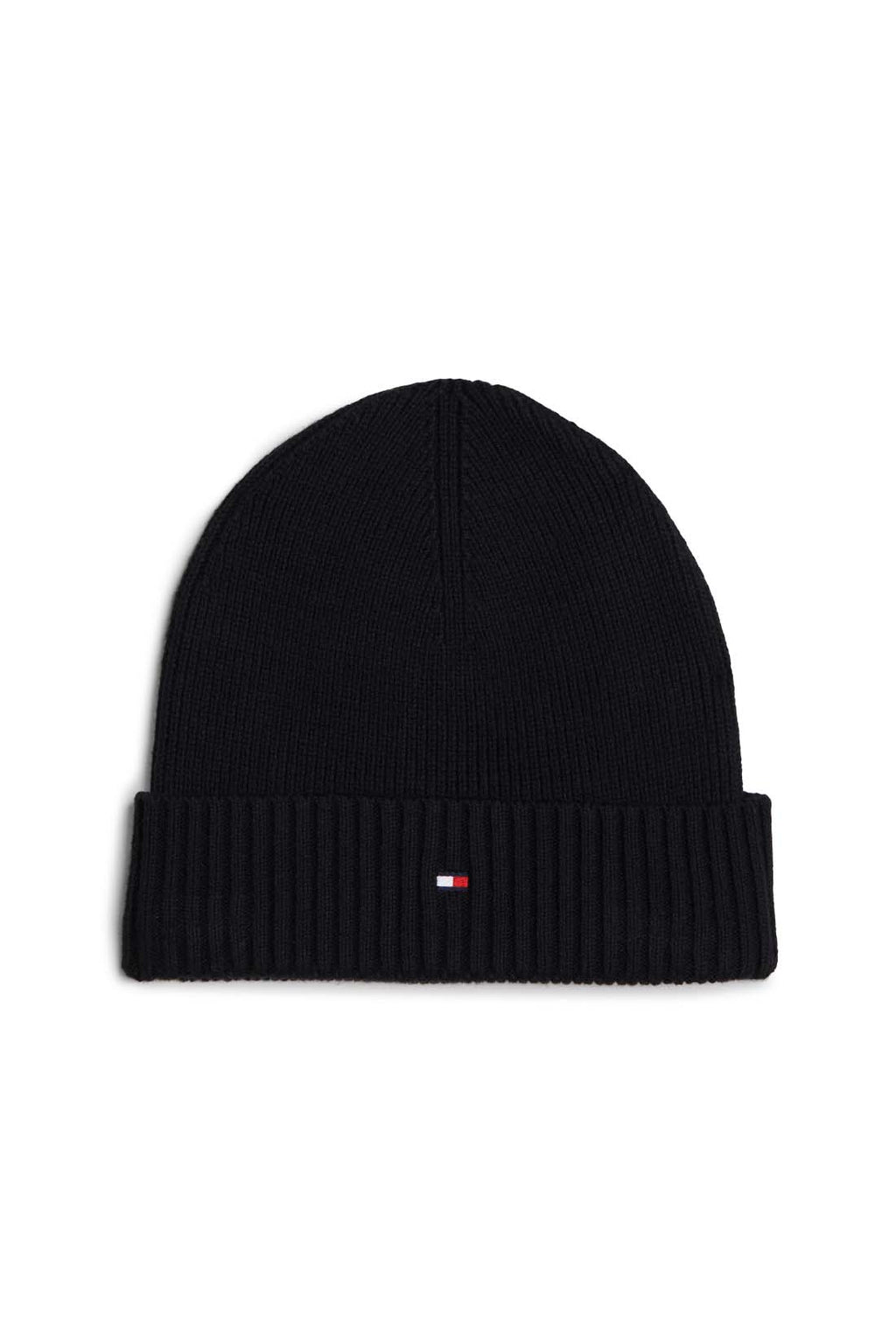 Dark grey men's beanie hat made of cotton and cashmere blend with embroidered Tommy Hilfiger logo — view 3