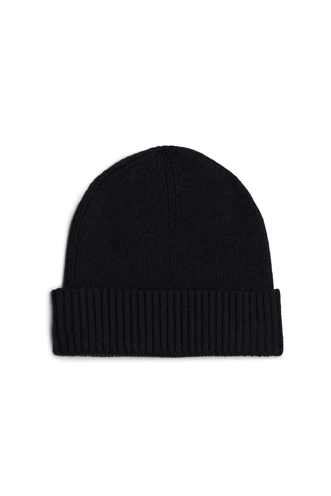 Dark grey men's beanie hat made of cotton and cashmere blend with embroidered Tommy Hilfiger logo