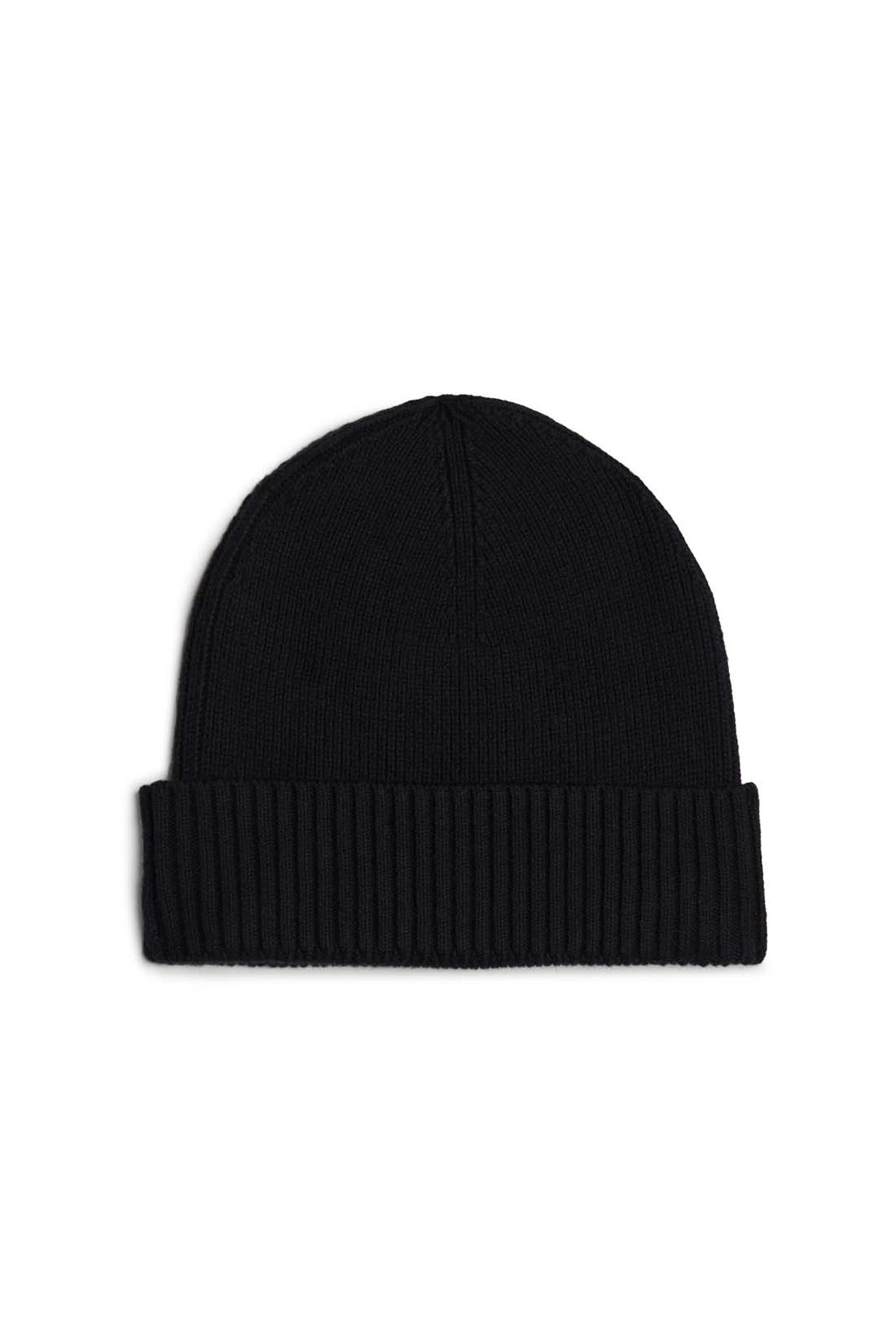 Dark grey men's beanie hat made of cotton and cashmere blend with embroidered Tommy Hilfiger logo — view 4