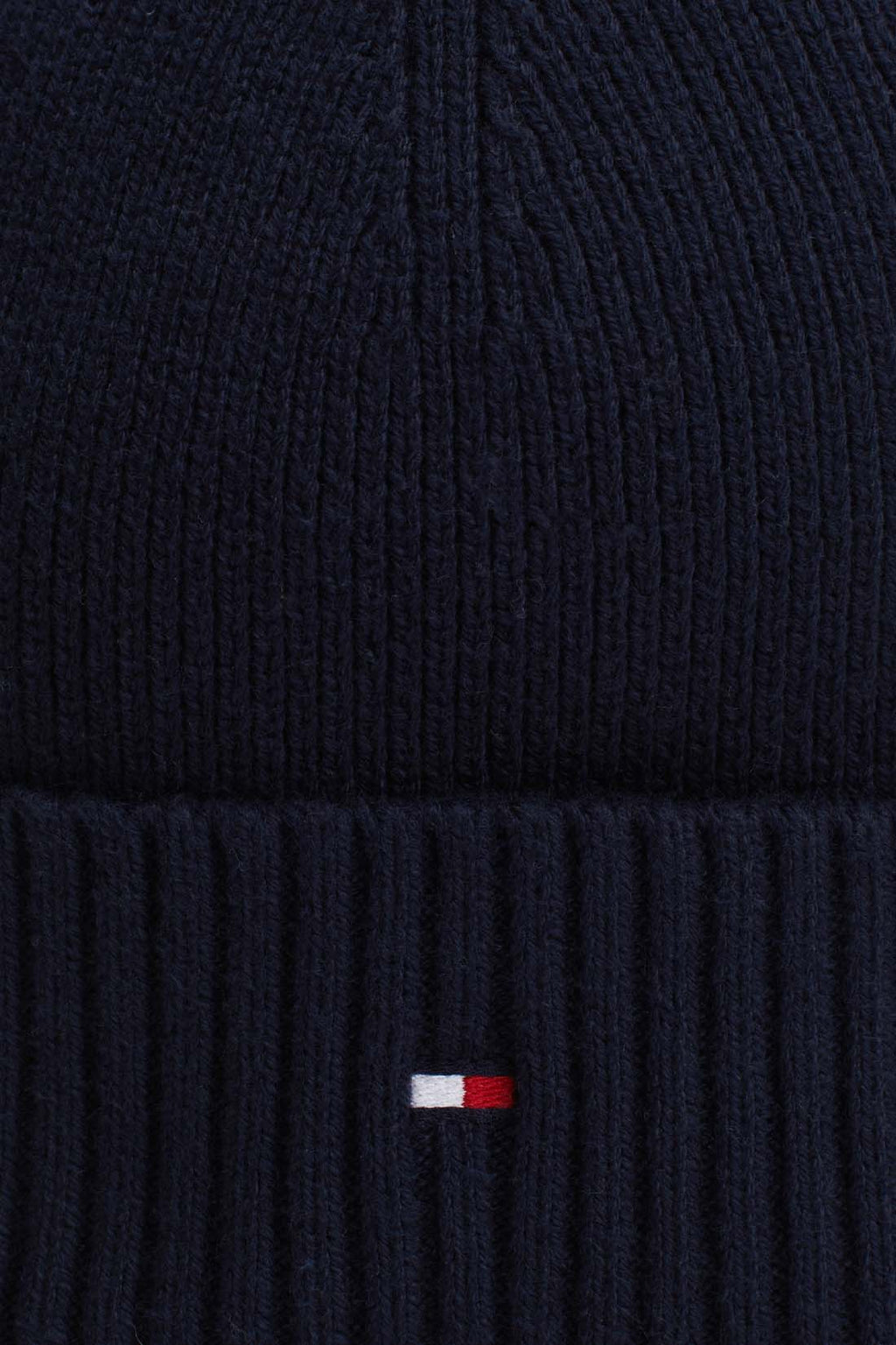 Dark grey men's beanie hat made of cotton and cashmere blend with embroidered Tommy Hilfiger logo — view 8