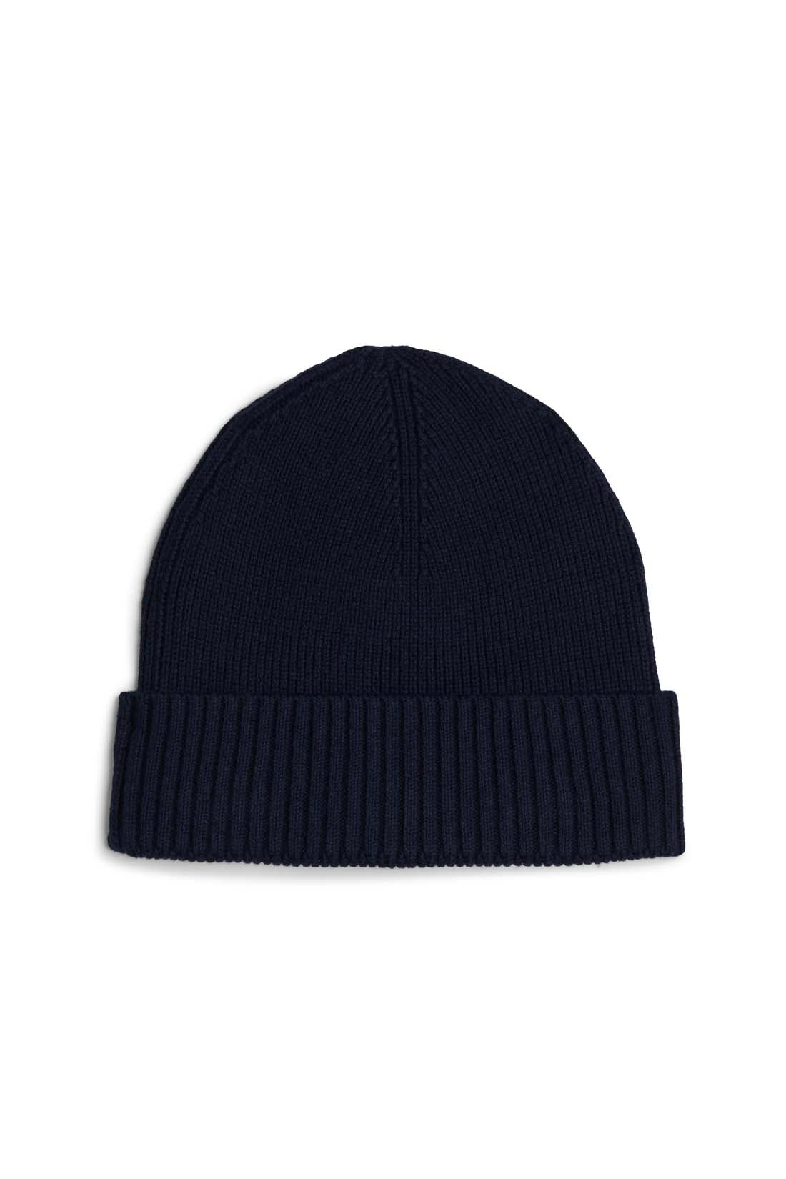 Dark grey men's beanie hat made of cotton and cashmere blend with embroidered Tommy Hilfiger logo — view 7
