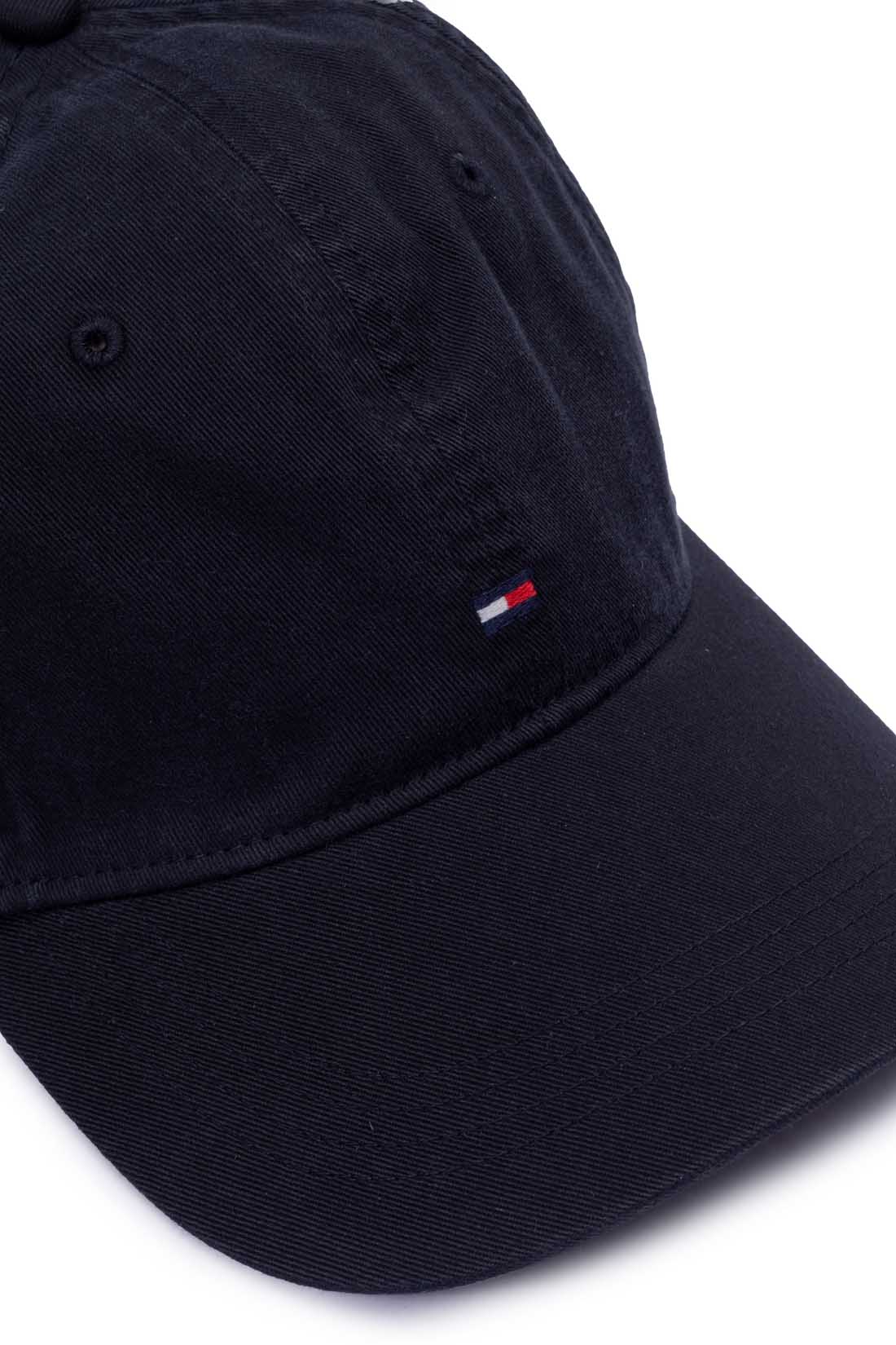 Men's white cotton twill baseball cap with sliding buckle and embroidered logo details on front — view 2