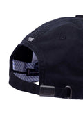 Men's white cotton twill baseball cap with sliding buckle and embroidered logo details on front