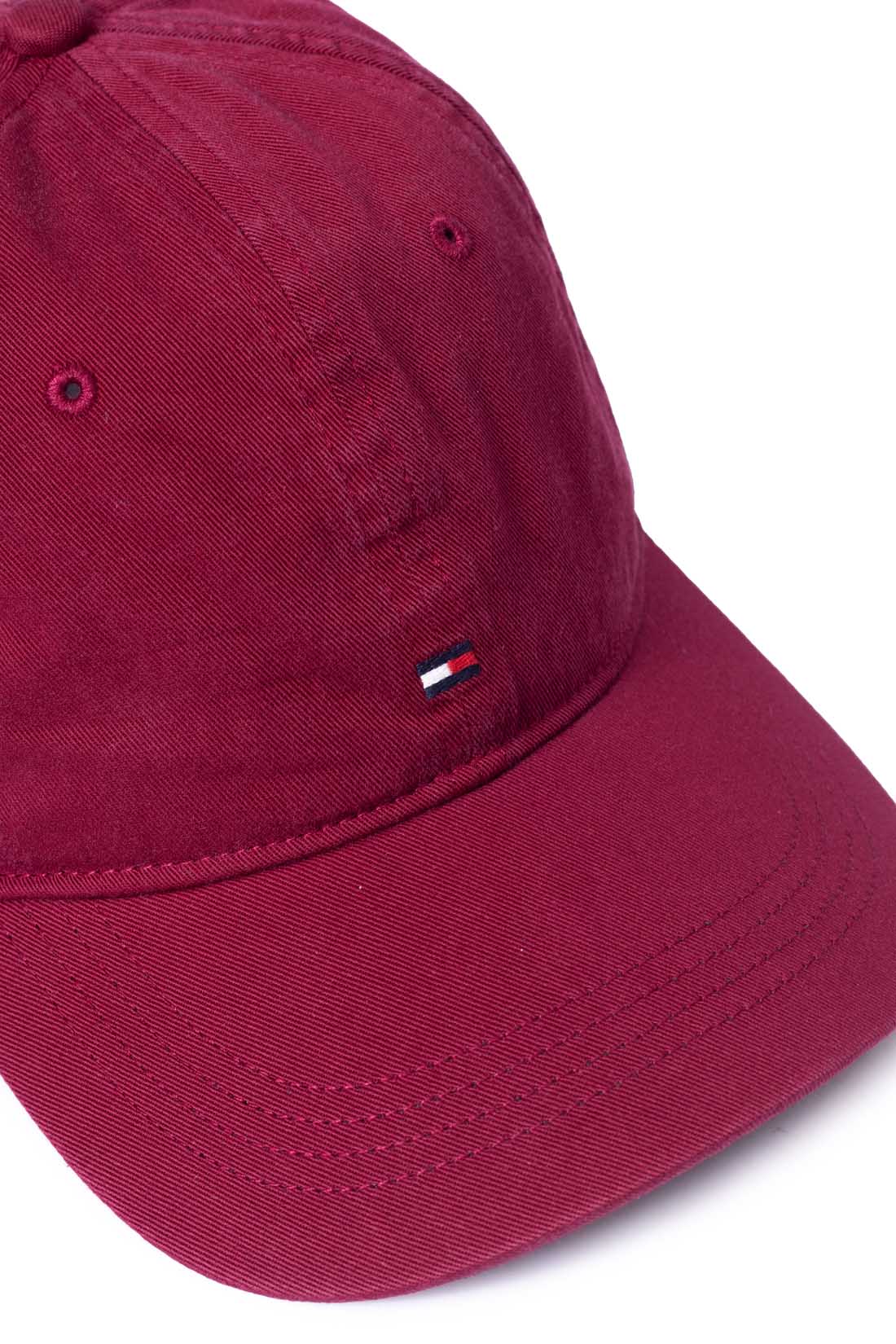 Burgundy men's baseball cap in pure cotton twill with embroidered front logo and adjustable strap. — view 17