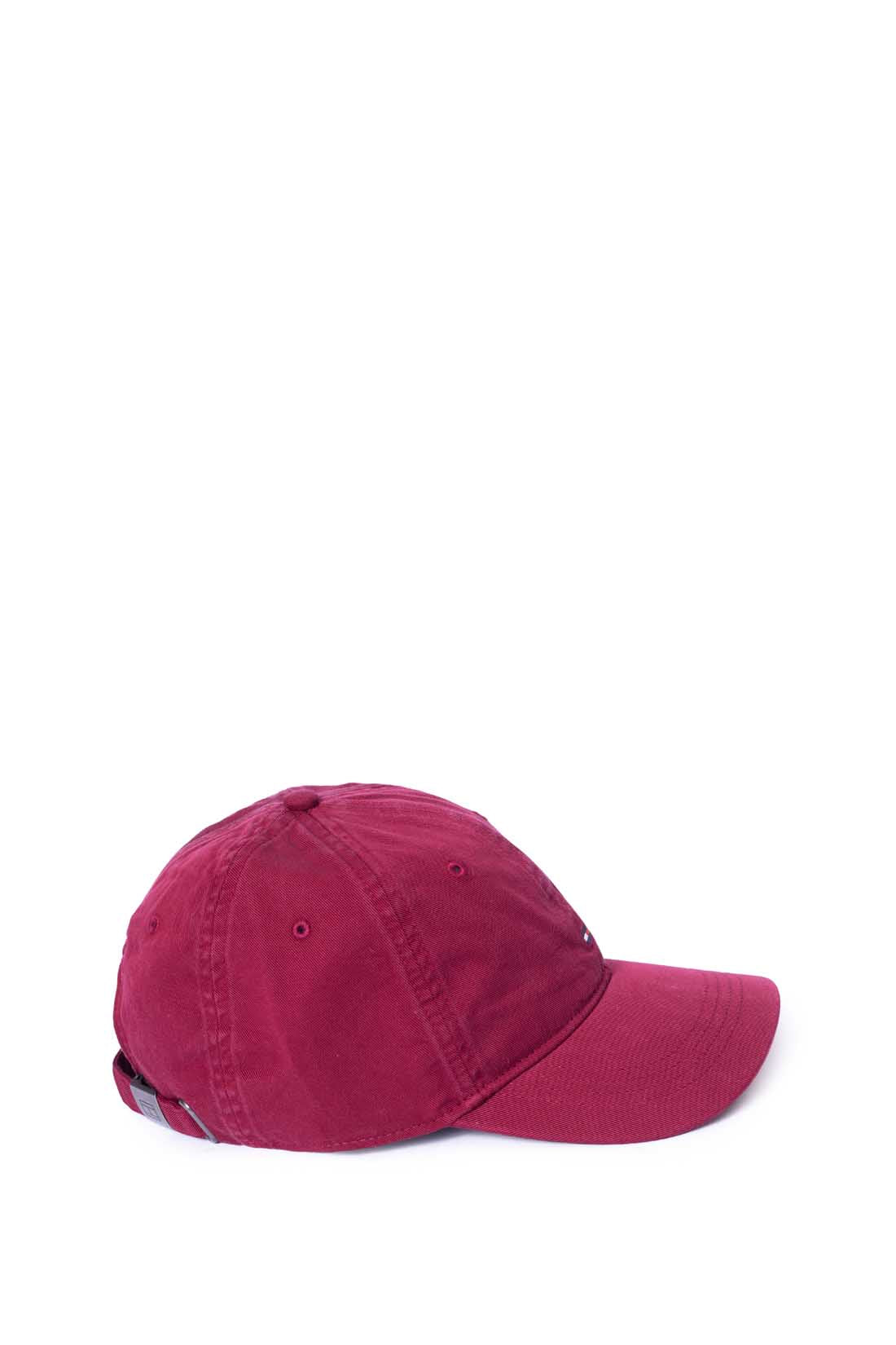 Burgundy men's cotton twill baseball cap with sliding buckle fastening and embroidered logo detailing. — view 18