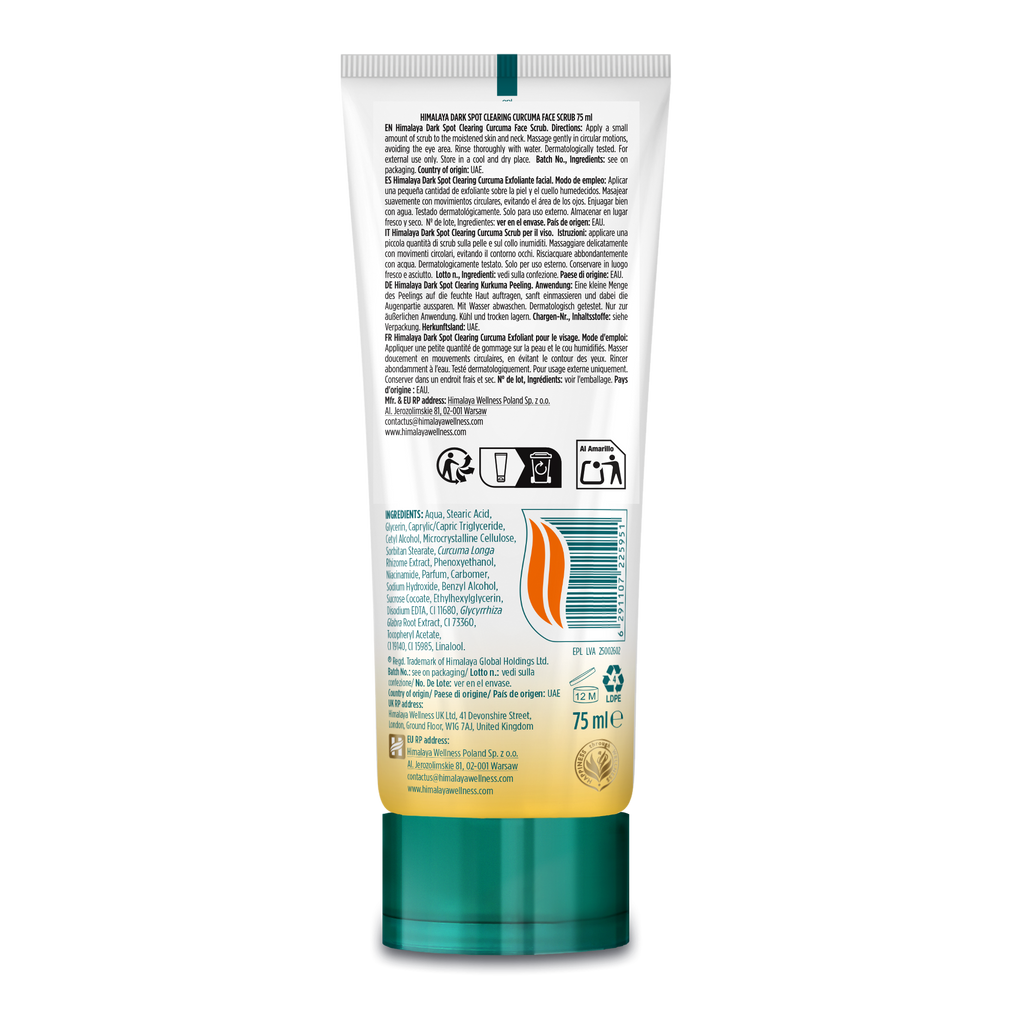 Curcuma face scrub tube for dark spot clearing, featuring natural turmeric and licorice extracts. — view 5