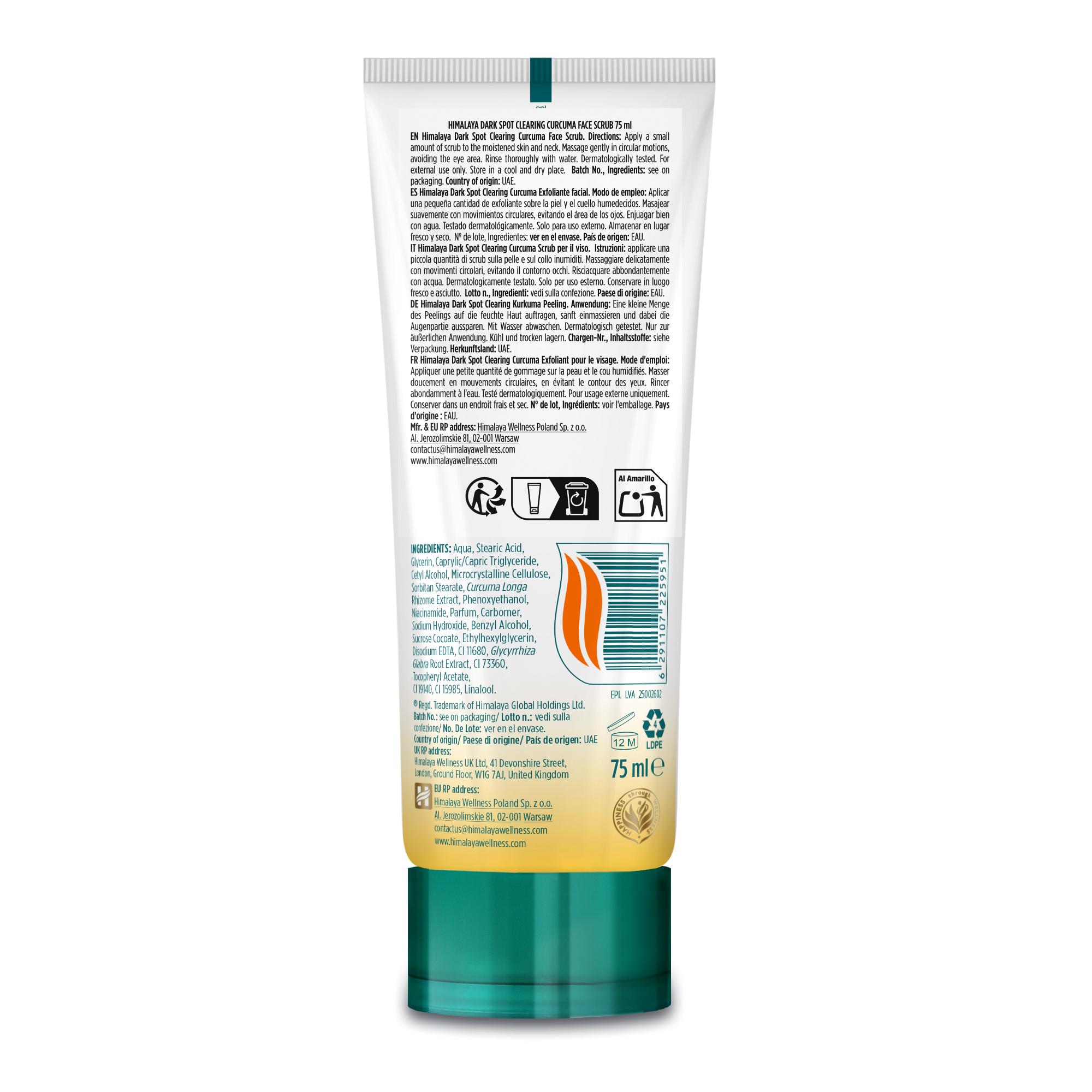 Curcuma face scrub tube for dark spot clearing, featuring natural turmeric and licorice extracts. — view 5