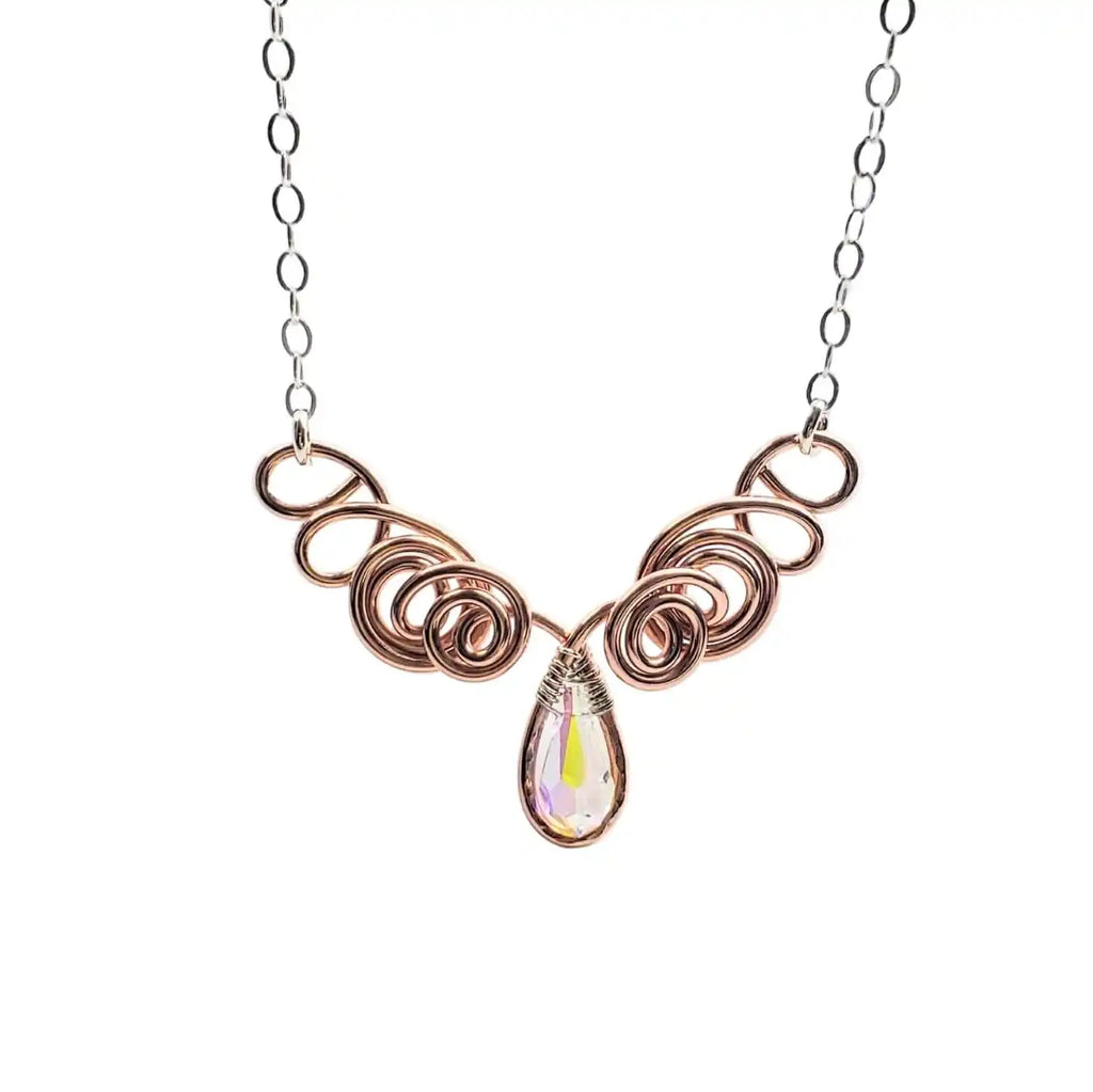 Handmade Sculpted Copper Silver Angel in Flight Necklace-4