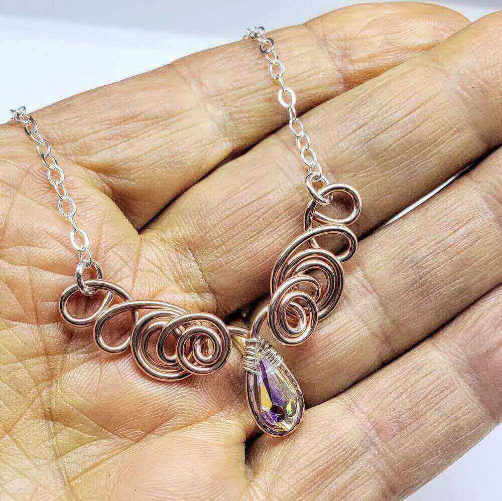 Handmade Sculpted Copper Silver Angel in Flight Necklace-2