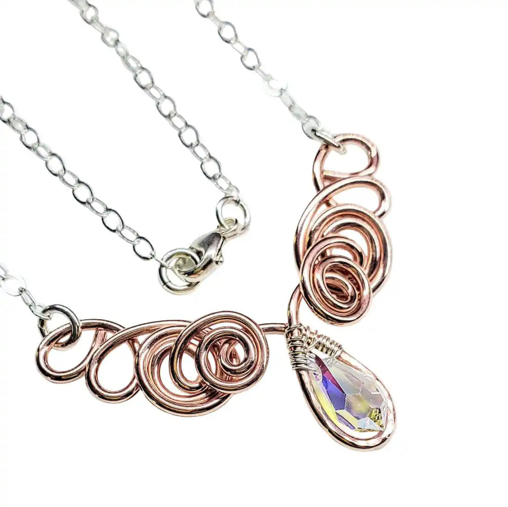 Handmade Sculpted Copper Silver Angel in Flight Necklace-0