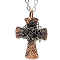 Chained Hammered Copper Cross Necklace For Him Or Her-0