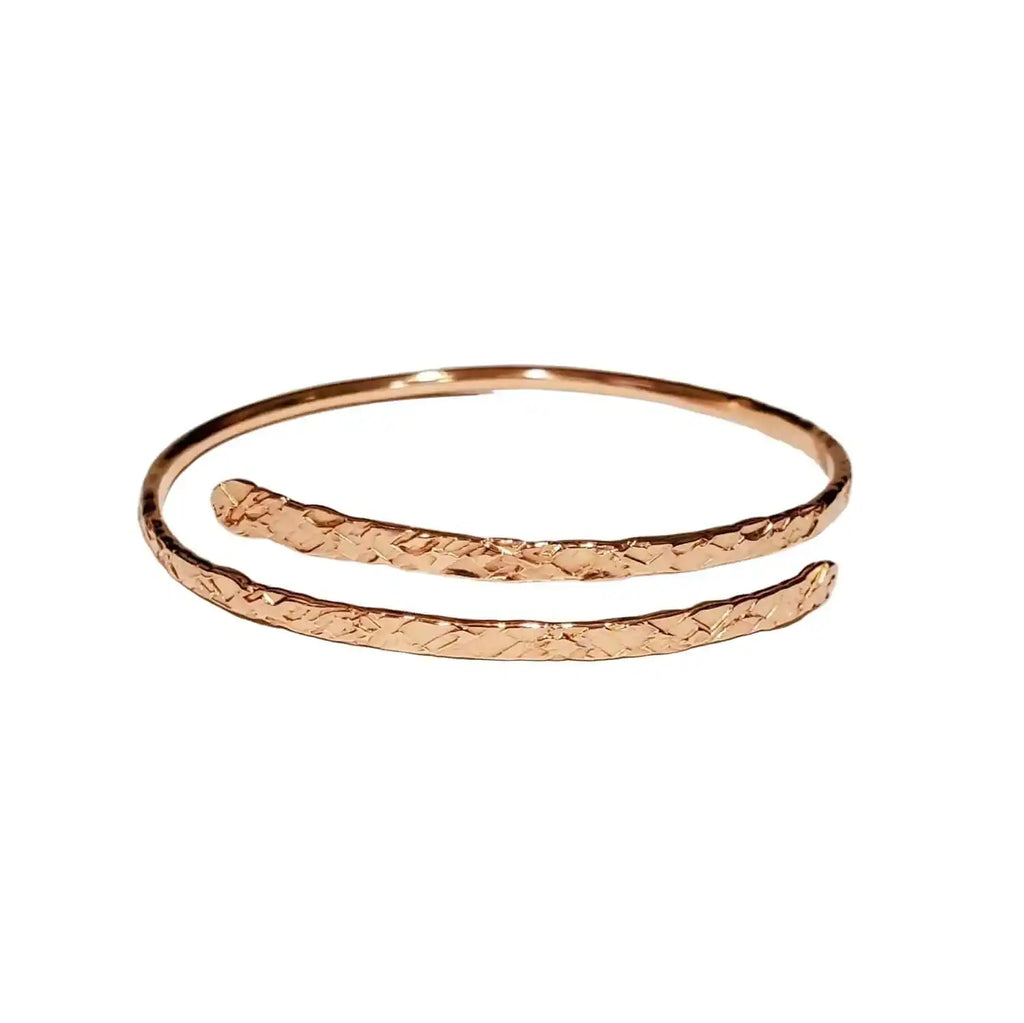 Handmade Adjustable 10 Gauge Copper Hammer Textured Overlap Bangle-0
