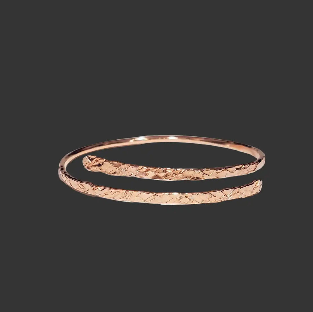 Handmade Adjustable 10 Gauge Copper Hammer Textured Overlap Bangle-2