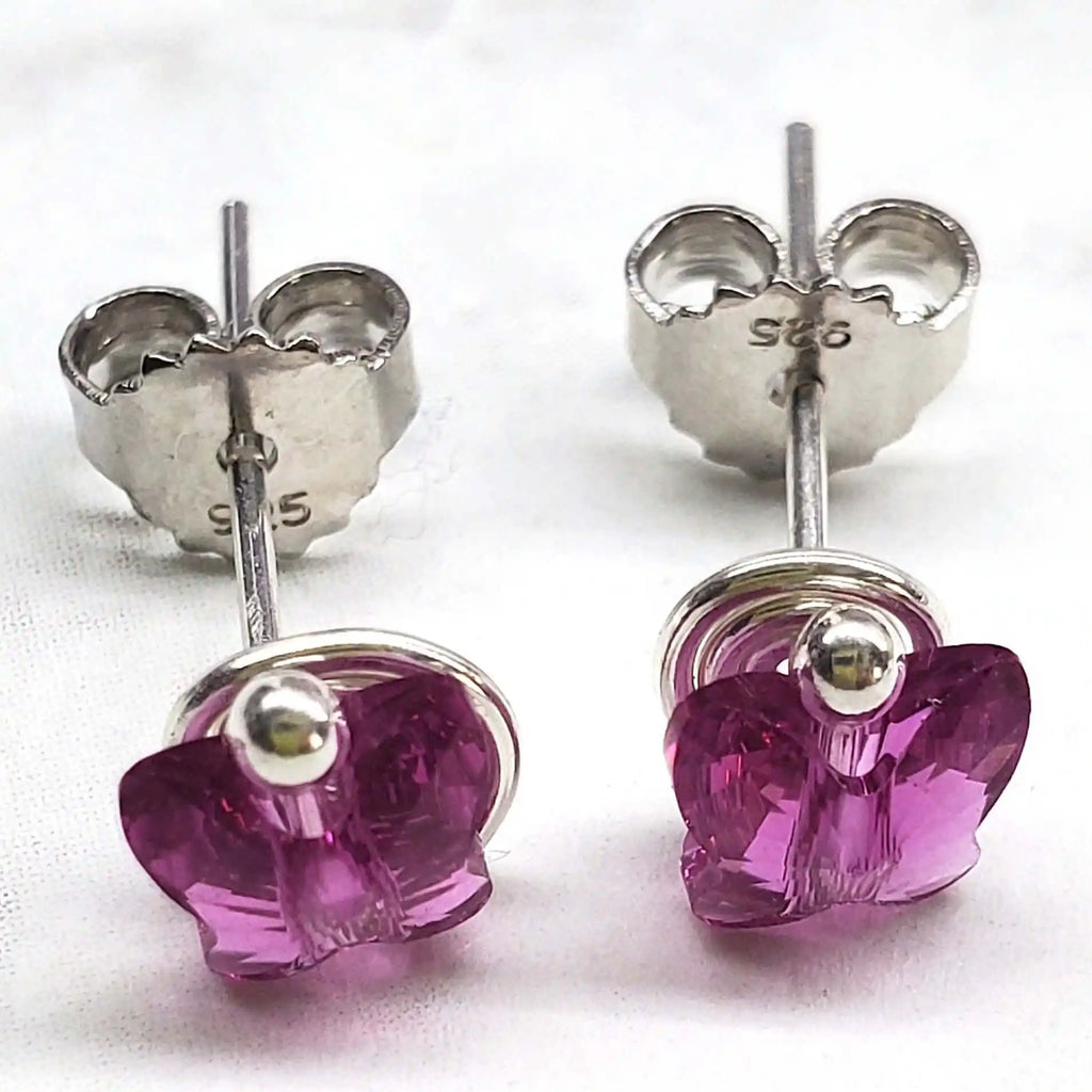 Handmade 5mm Spiral Butterfly Earring Studs-1