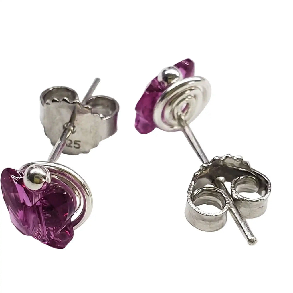 Handmade 5mm Spiral Butterfly Earring Studs-5