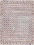 Azalee washable runner rug in beige and rust traditional oriental pattern on a wooden floor