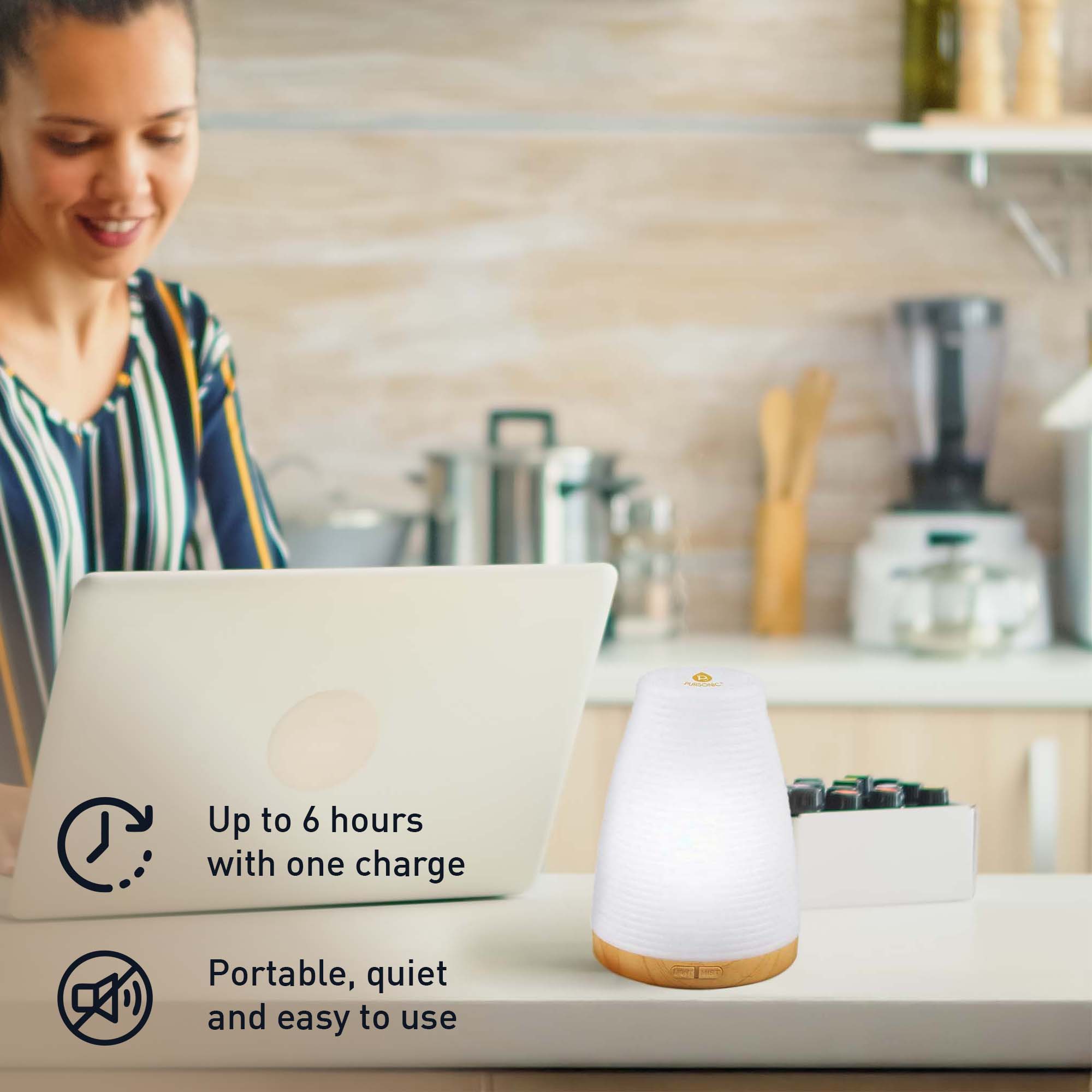 Pursonic pet essentials bundle with essential oil bottles USB diffuser and portable handheld car vacuum — view 2