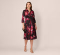 V-Neck Midi Satin Formal A-Line Dress by Adrianna Papell AP1E212267-0