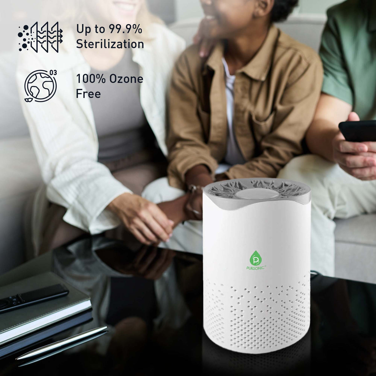 Pursonic Clean Air & Relaxation Bundle – Includes USB Powered True HEPA Air Purifier + 10 Handmade Organic Bath Bombs-2