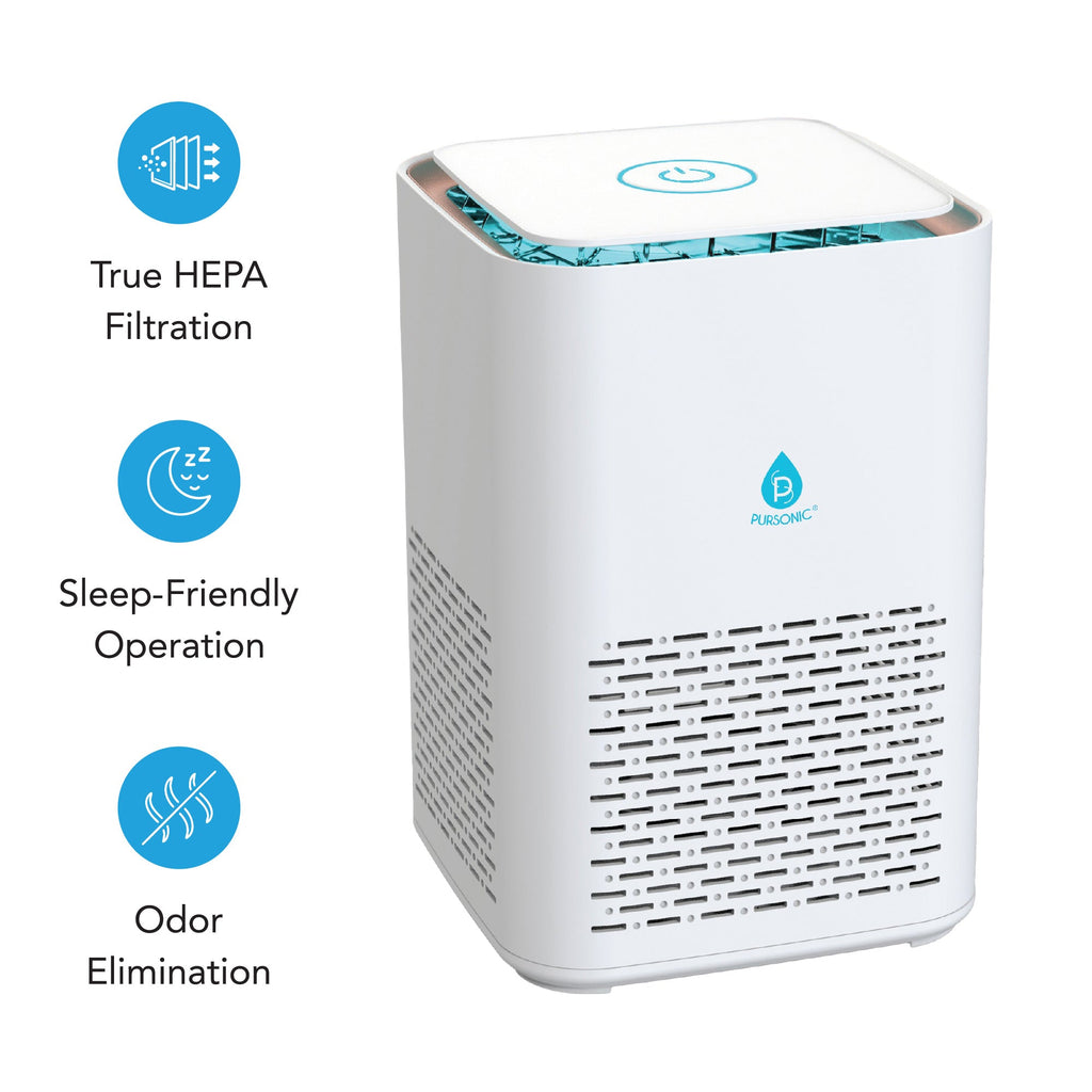 Compact true HEPA air purifier with sleek cylindrical design for desktops, bedrooms, and small spaces — view 2