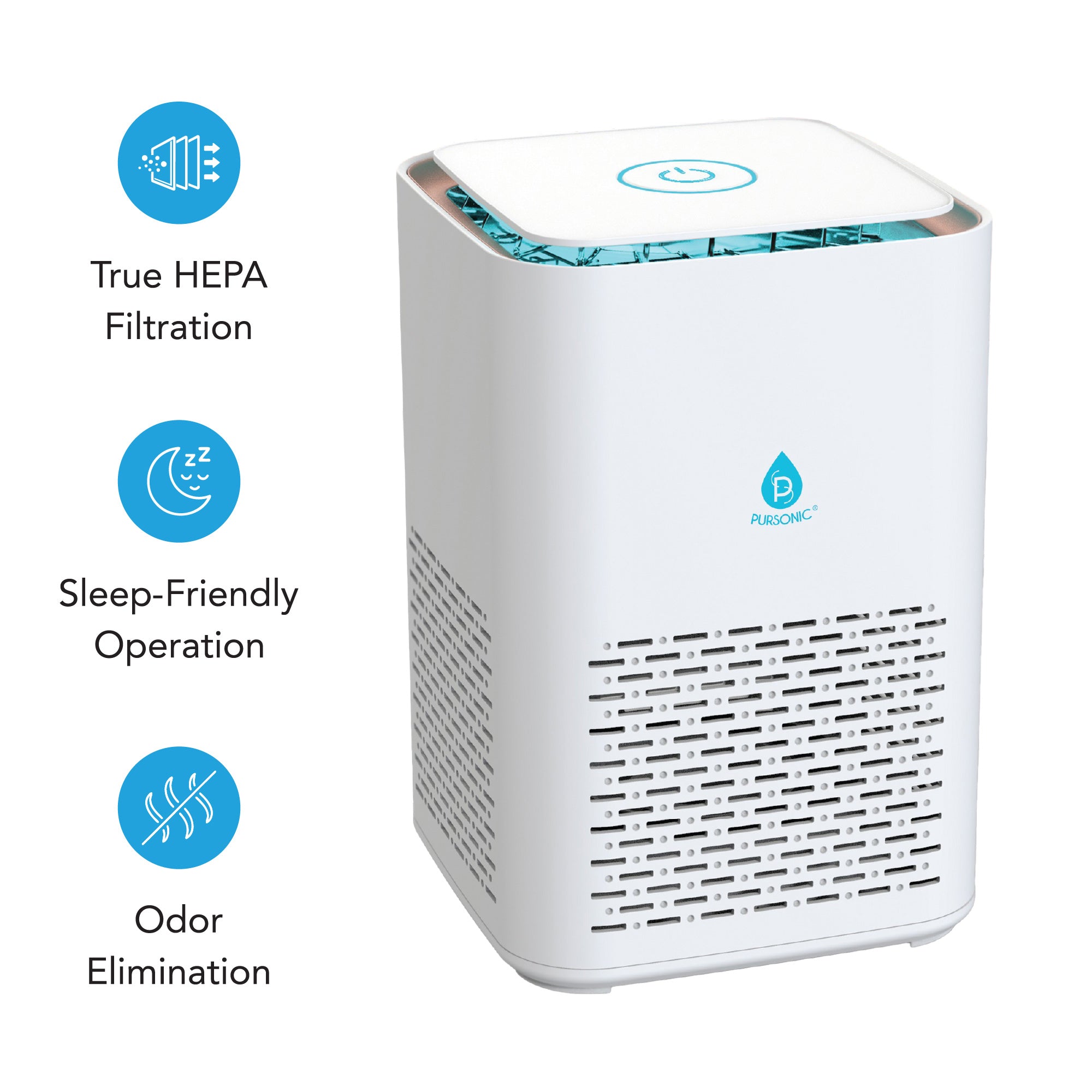 Compact true HEPA air purifier with sleek cylindrical design for desktops, bedrooms, and small spaces — view 2
