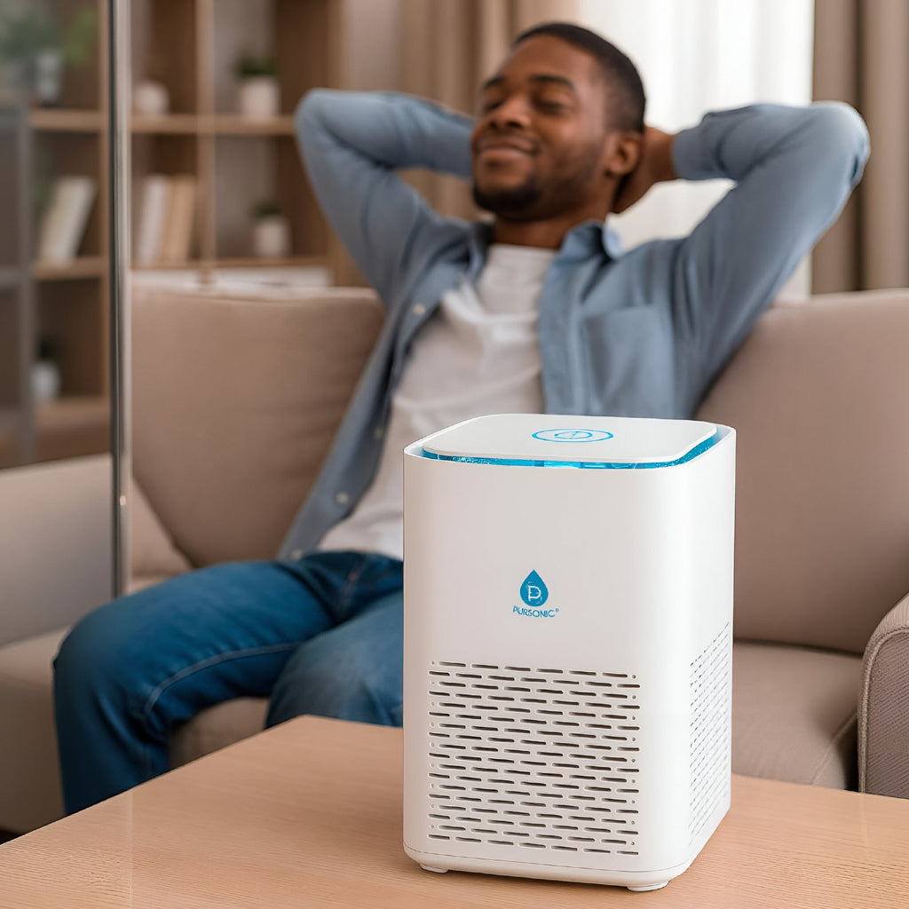 Compact true HEPA air purifier with sleek cylindrical design for desktops, bedrooms, and small spaces — view 3