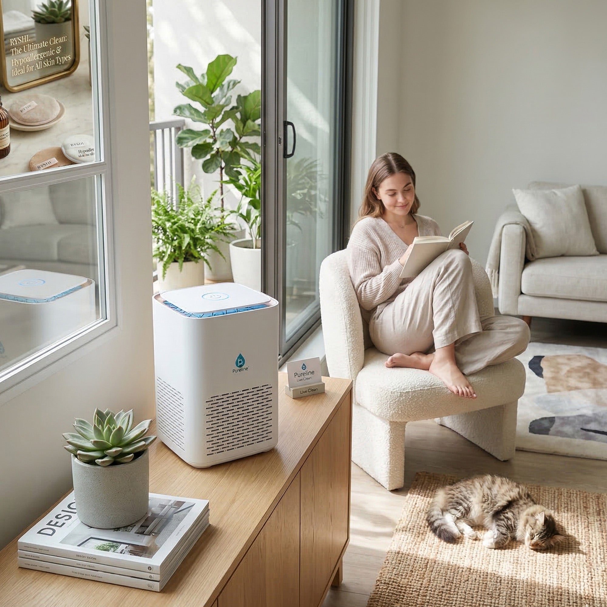 Compact true HEPA air purifier with sleek cylindrical design for desktops, bedrooms, and small spaces — view 5