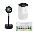 Home wellness bundle with HEPA air purifier, sunset projector lamp, and six essential oil bottles