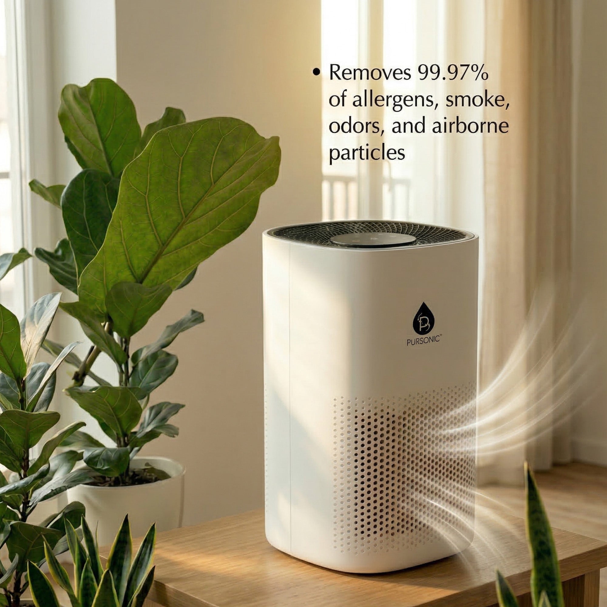 Compact charcoal silver True HEPA air purifier with touch control panel for home and bedroom. — view 5