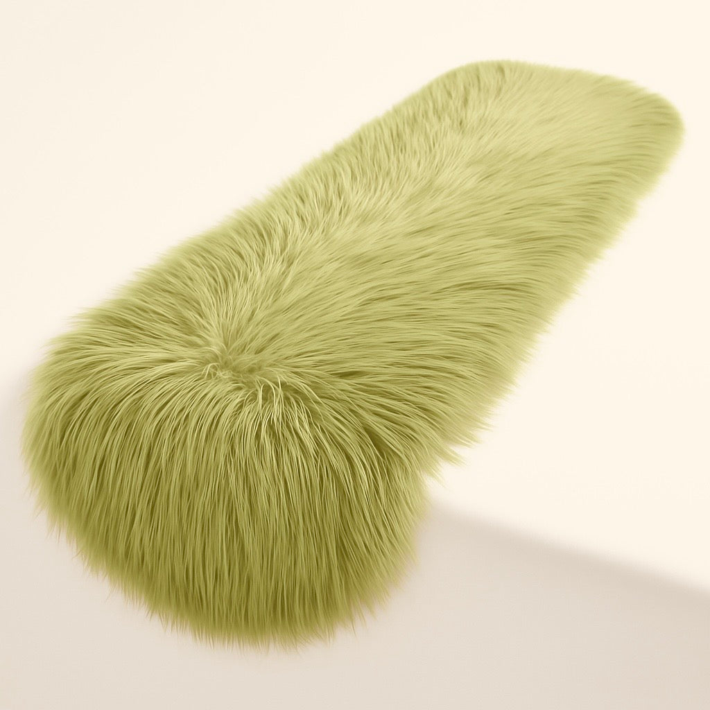 Shaggy faux fur tablecloth with a soft plush texture, draped over a dining table — view 2
