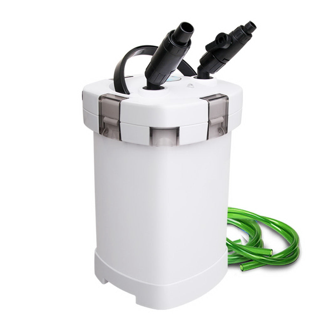 Giantz external aquarium canister filter unit with hoses, pipes, and four stage stackable filtration baskets