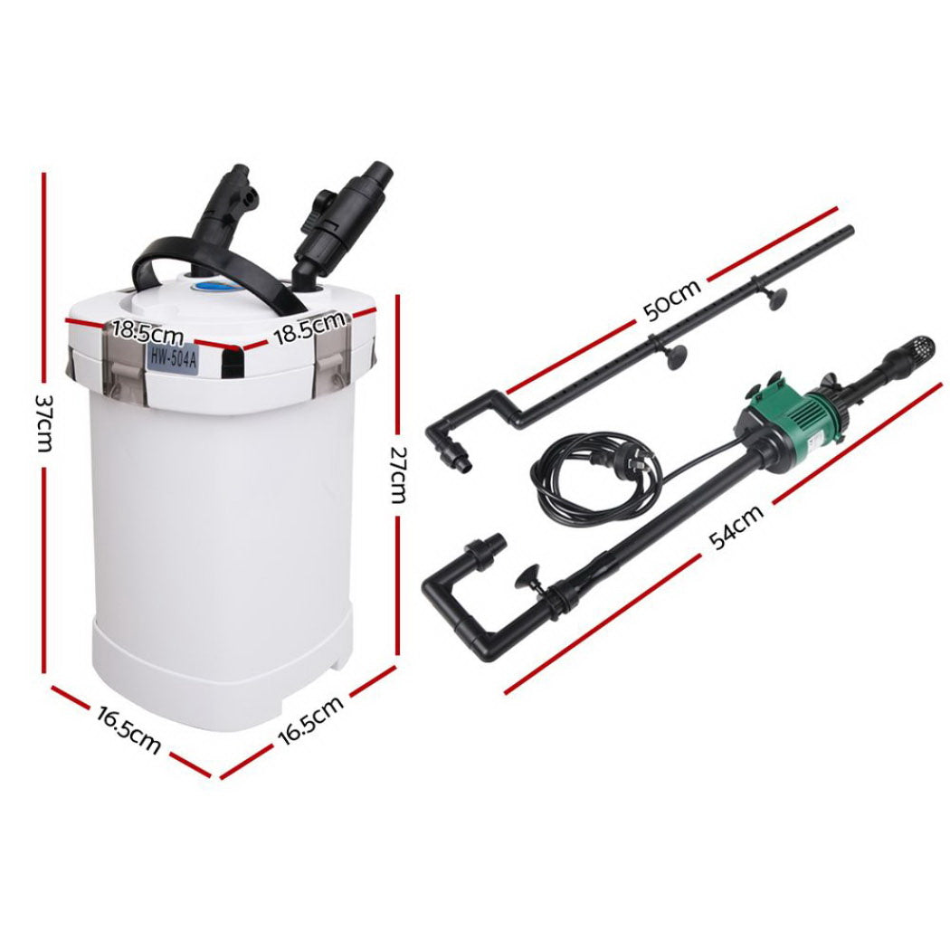 Giantz external aquarium canister filter unit with hoses, pipes, and four stage stackable filtration baskets — view 2