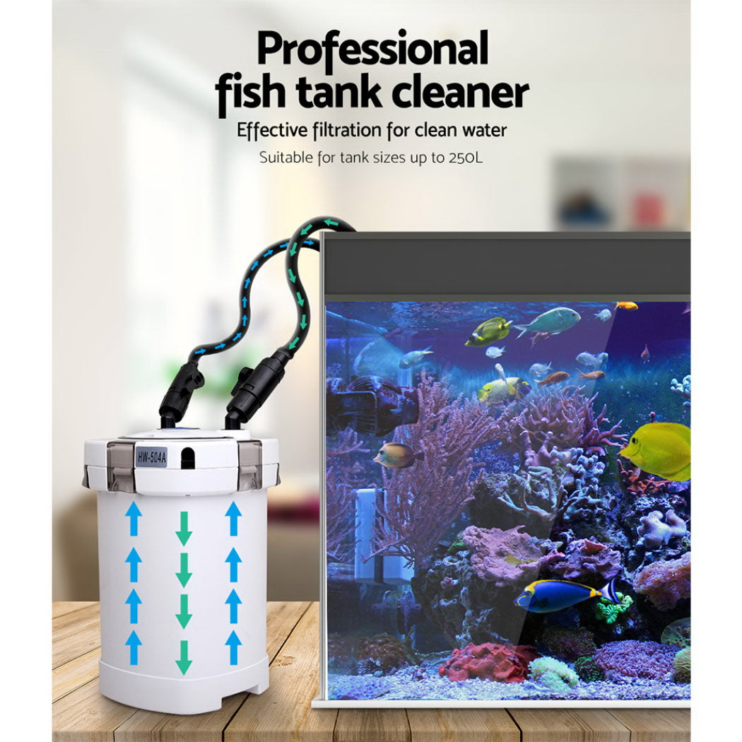 Giantz external aquarium canister filter unit with hoses, pipes, and four stage stackable filtration baskets — view 4
