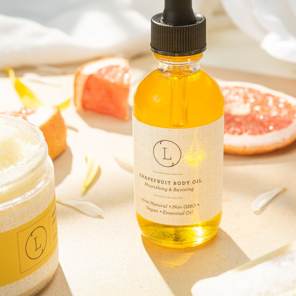 Natural citrus bath and body spa gift box featuring grapefruit scrub, body oil, and soap bar — view 5