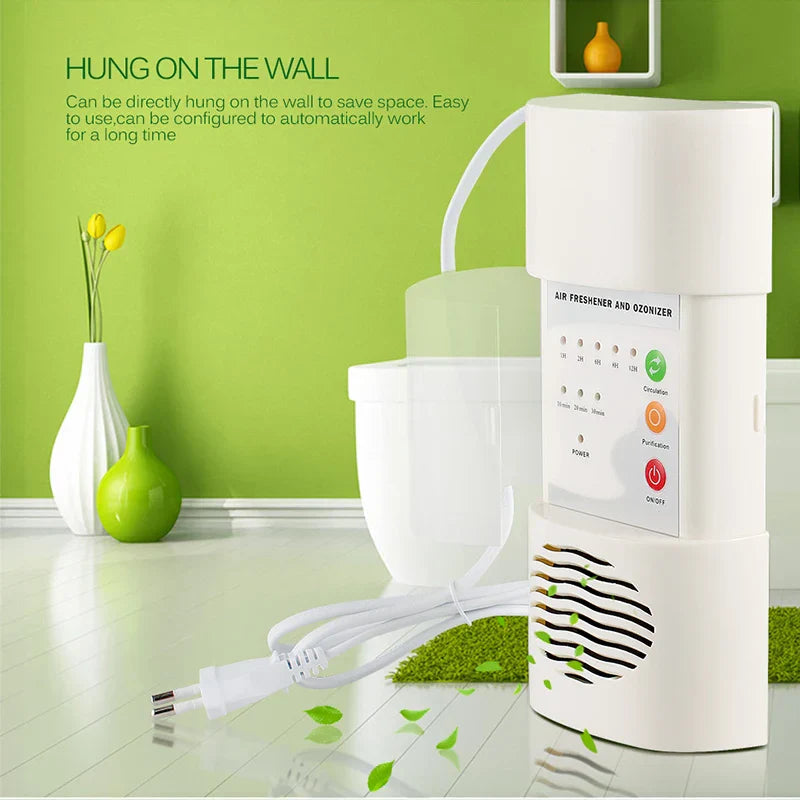 Compact white wall-mounted air ozonizer and purifier unit with LED display for home deodorization. — view 5
