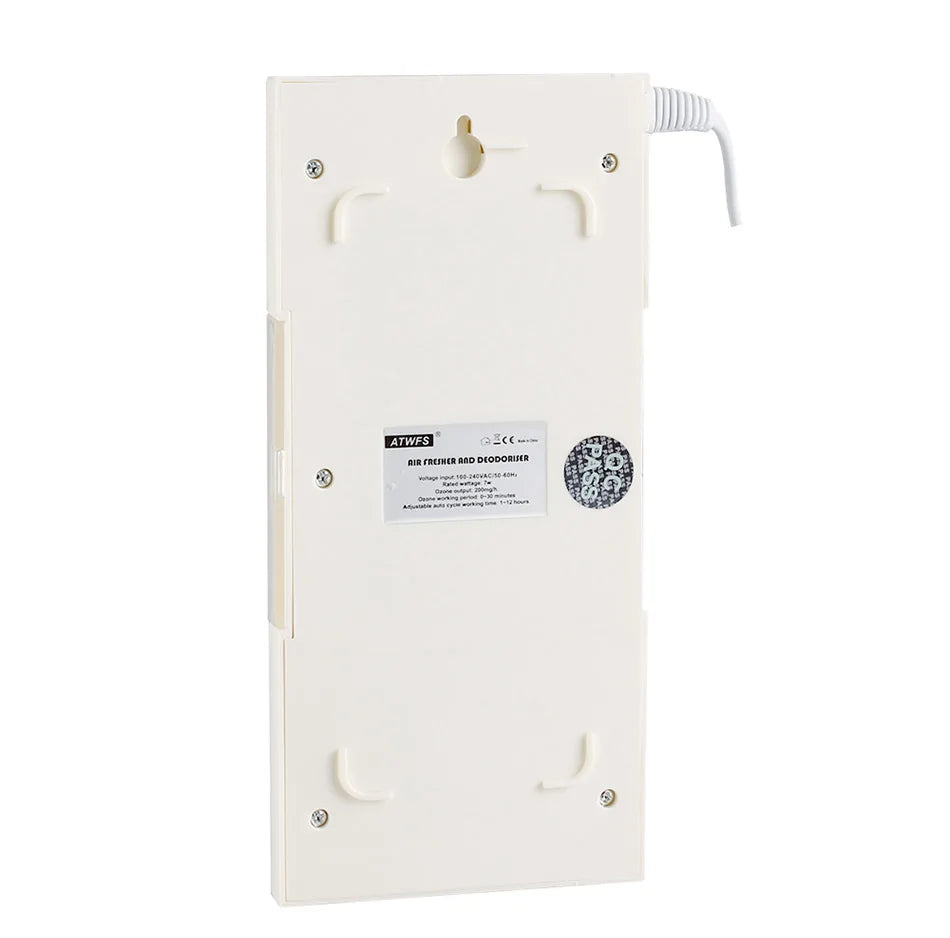 Compact white wall-mounted air ozonizer and purifier unit with LED display for home deodorization. — view 3
