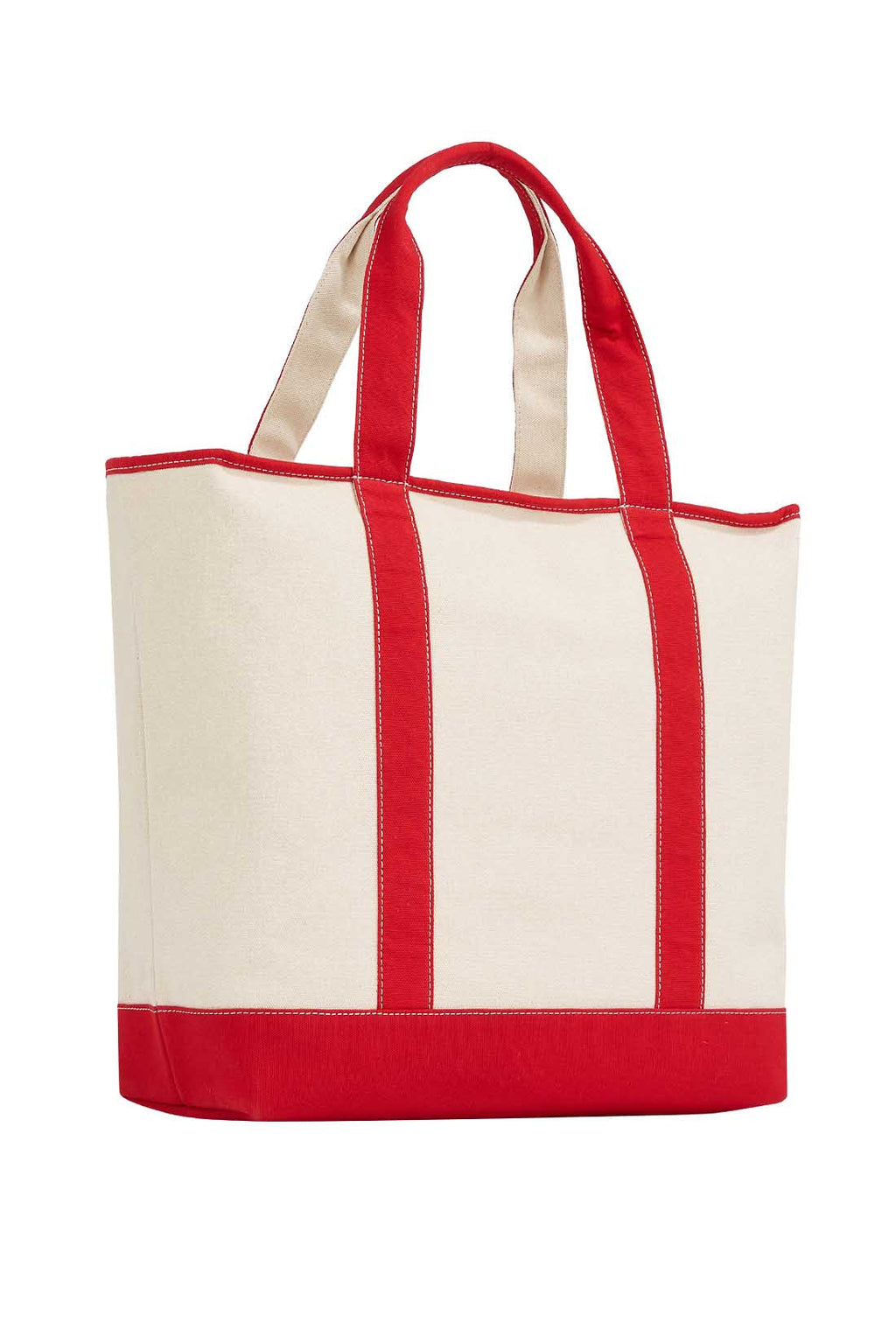 Neutral cotton canvas women's beach bag with double handles and front signature designer tape — view 18