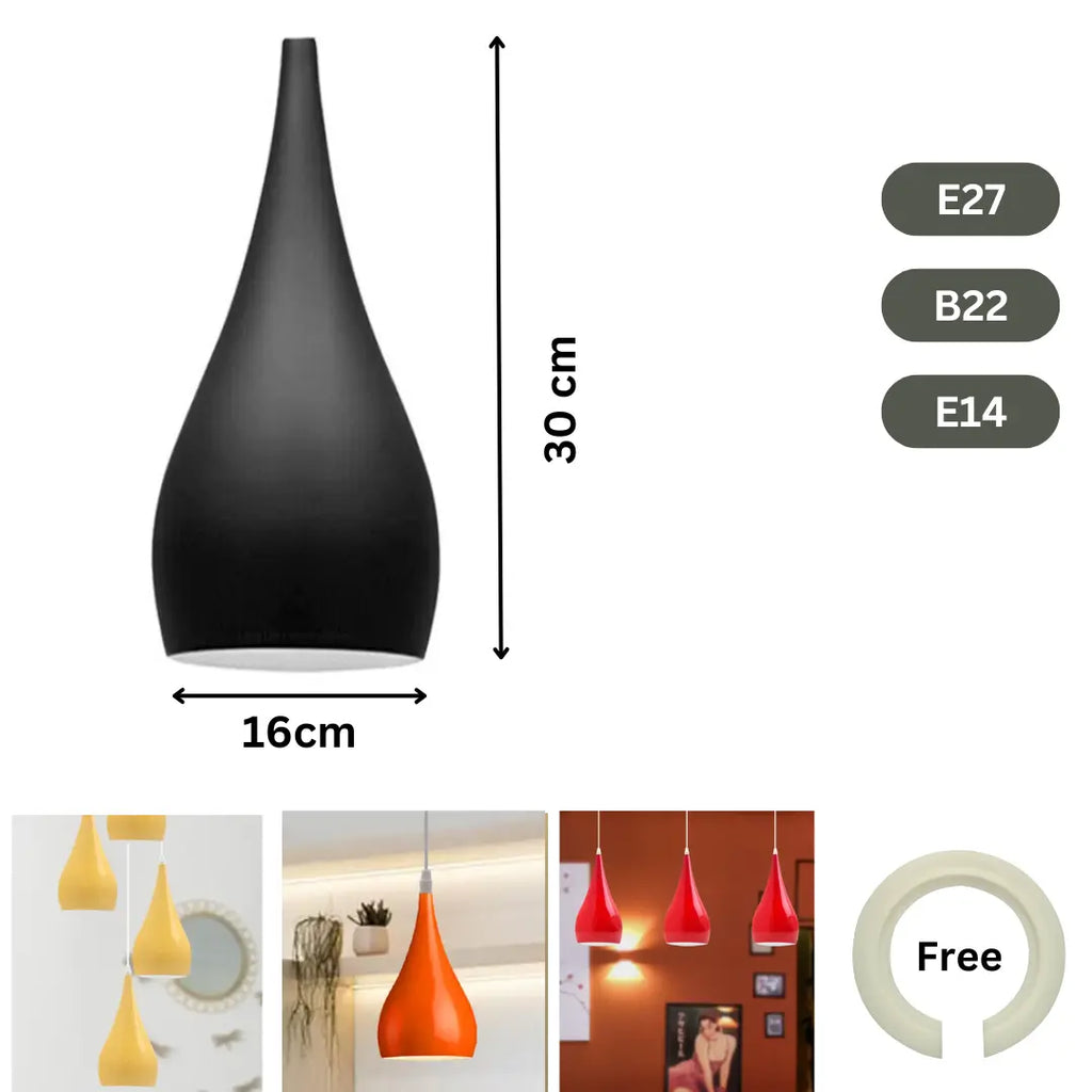 Industrial teardrop metal pendant lampshade in various powder-coated finishes for modern ceiling lighting — view 3