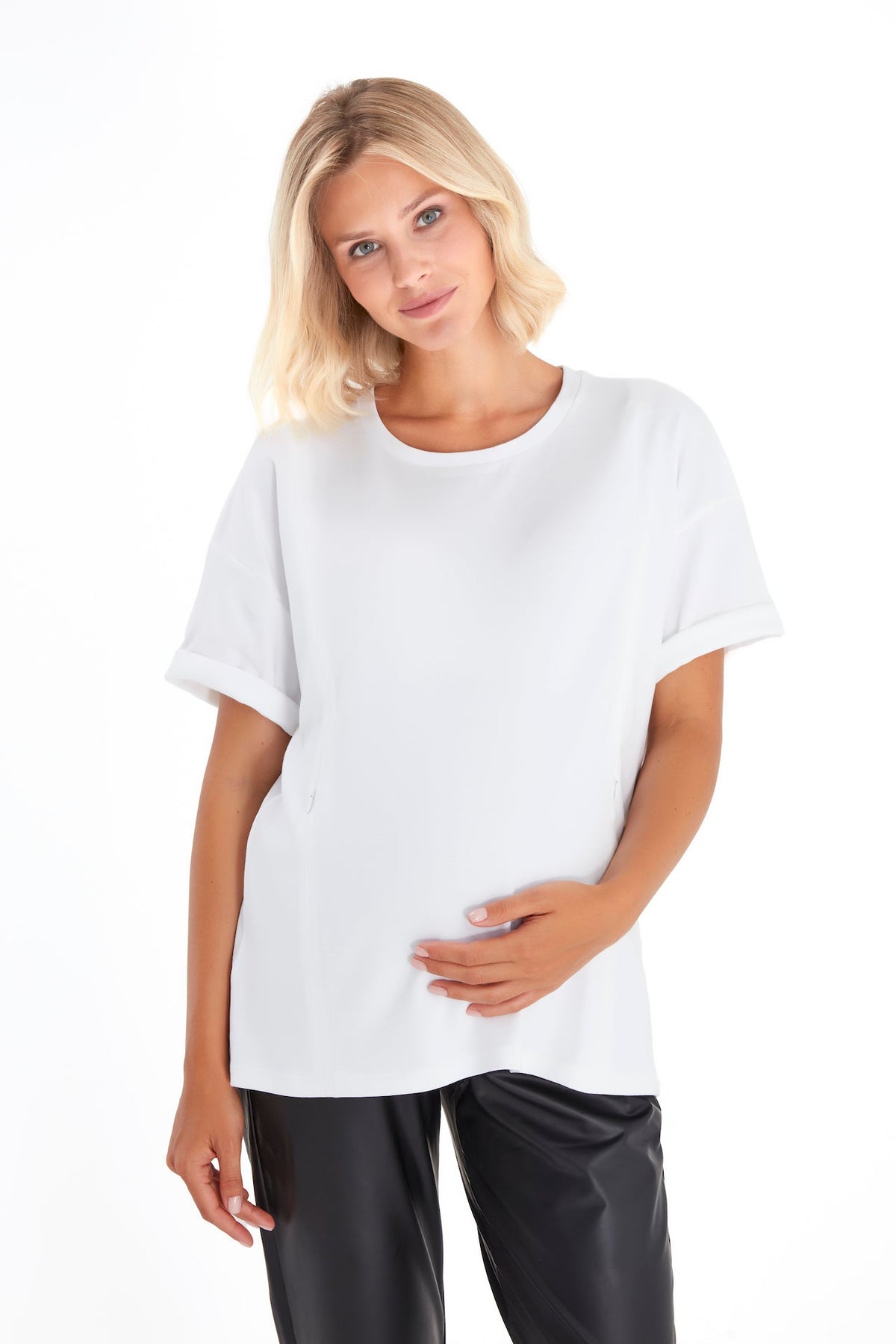Anytime Anywhere Side Zip Maternity/Nursing T-Shirt-2