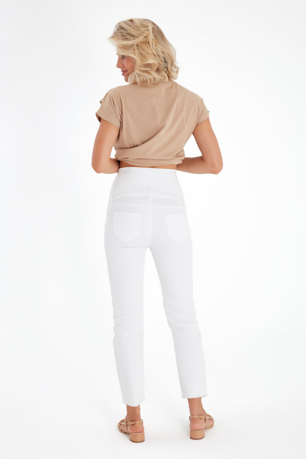 Graceful Non-Denim Foldover Waistband Maternity Pants-4