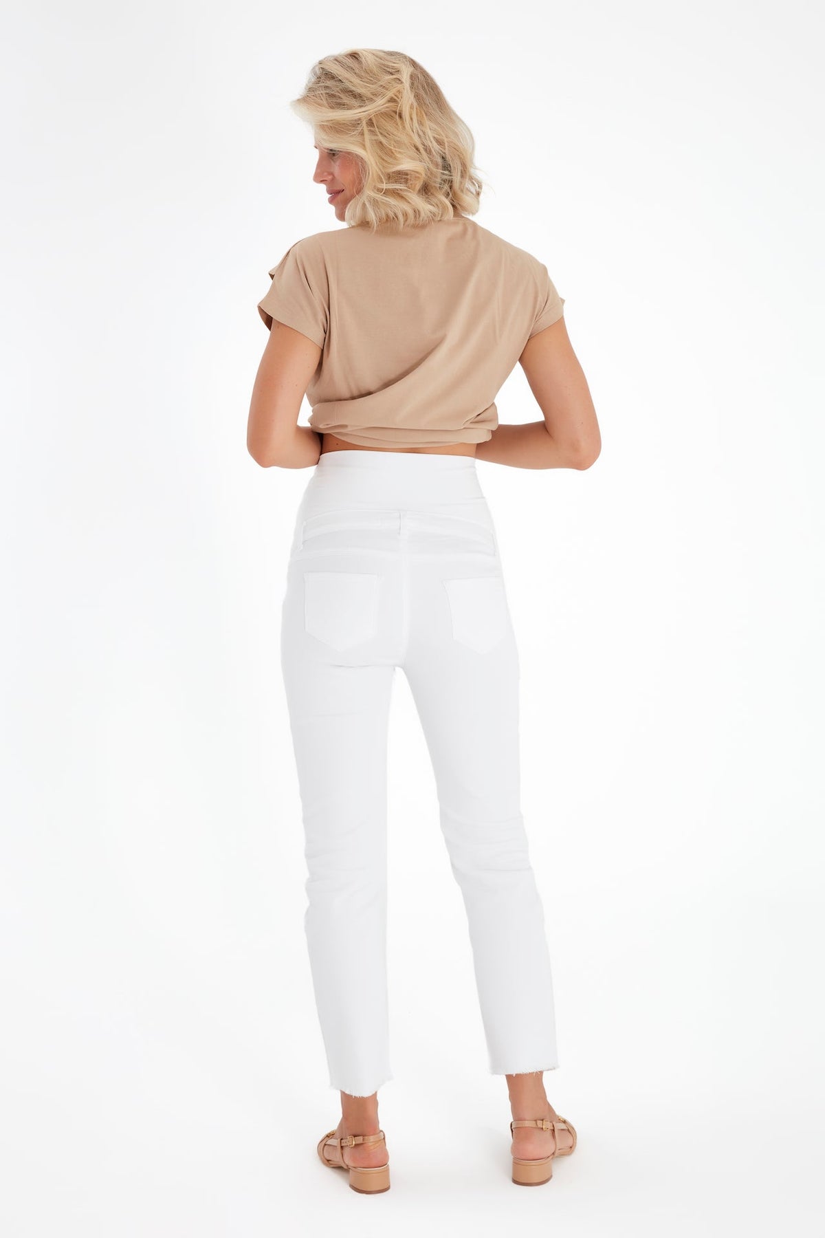 Graceful Non-Denim Foldover Waistband Maternity Pants-4