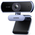 Black NNEOBA 1080P HD webcam with built-in dual microphones mounted on a computer monitor
