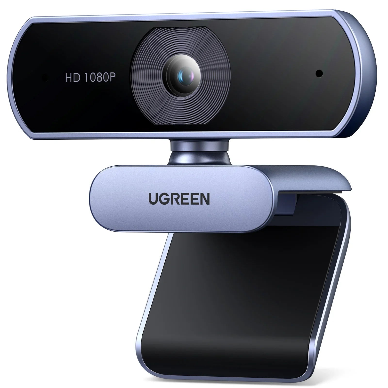 Black NNEOBA 1080P HD webcam with built-in dual microphones mounted on a computer monitor