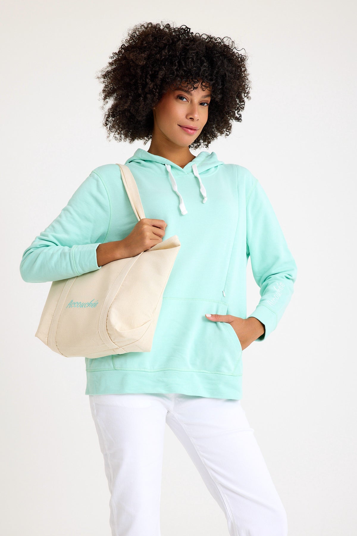 Accouchée canvas midi tote bag with sturdy carry handles in a minimalist everyday design — view 3